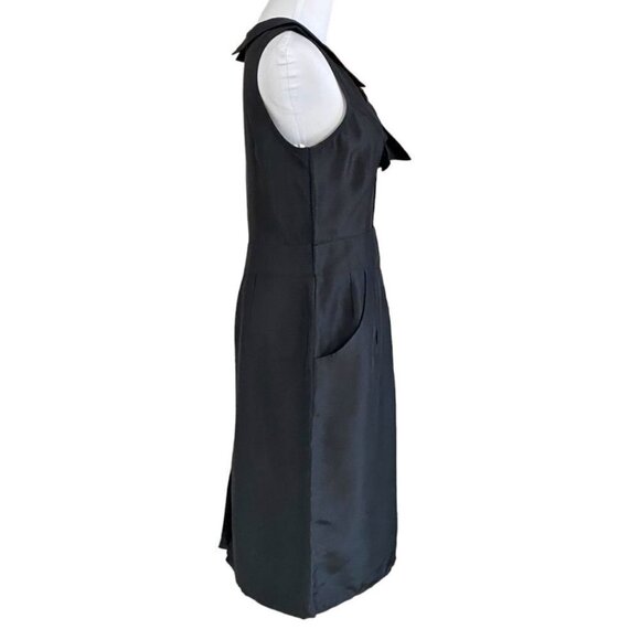 NWT VOOM BY JOY HAN BLACK SILK BOW RETRO PIN UP SHEATH MIDI DRESS - M - Picture 2 of 10